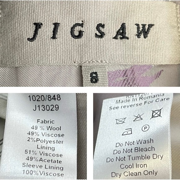 Jigsaw Black Striped Wool Tailored Suit Blazer Jacket 8 - Picture 4 of 5